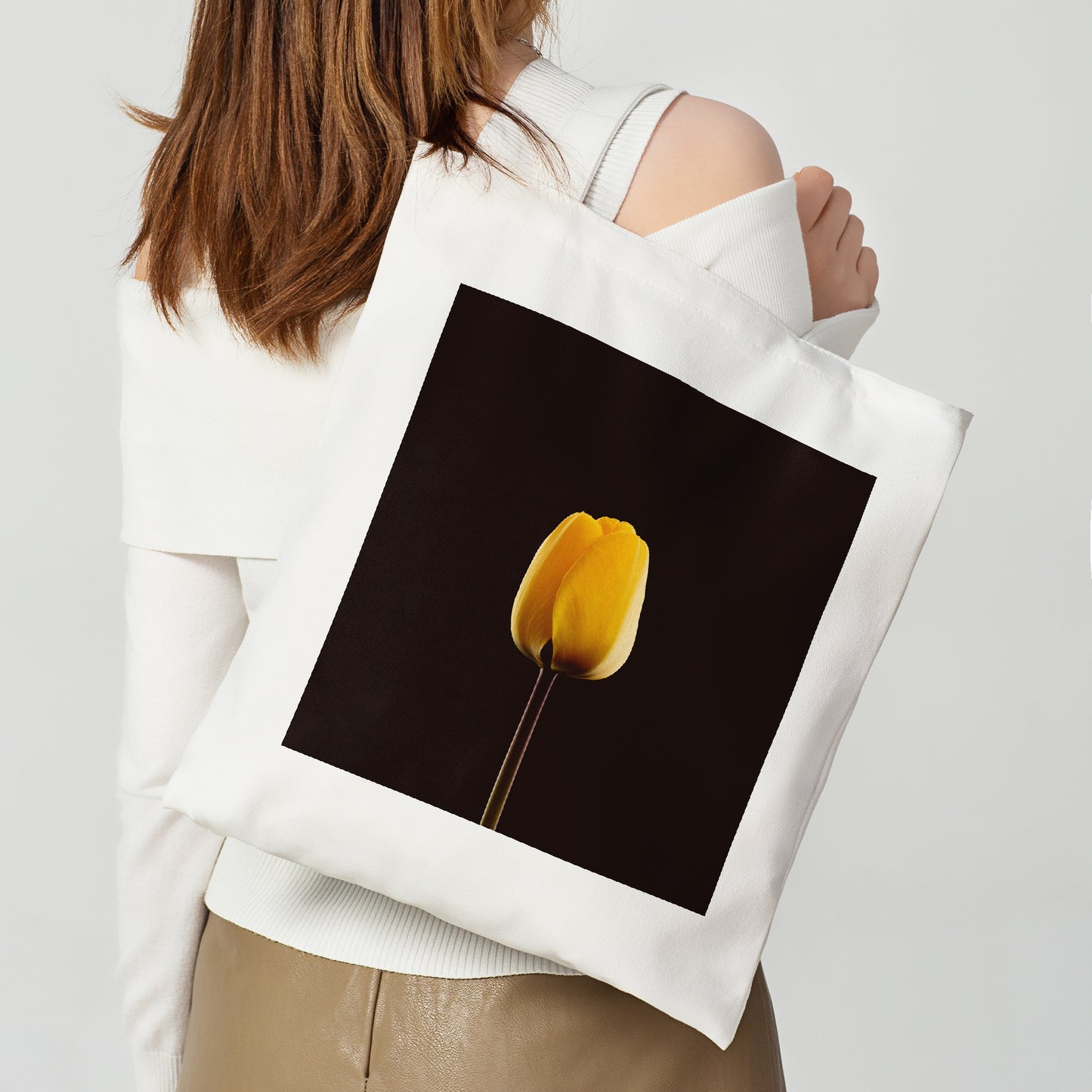 Vertical Part-print Canvas Tote Bags - 13.7″x15.7″(35x40cm)